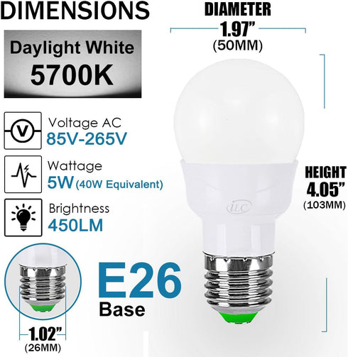 ILC RGB LED Light Bulb, Color Changing 40W Equivalent, 450LM Dimmable 5W E26, 12 Color Choices, Remote Control, 8 Pack