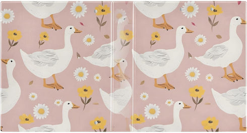 Cute Goose 3 Ring Binder on Pink Girly Background, 1.5 Inch Round Rings, Holds 200 Sheets, Anti-Slip Metal Clip