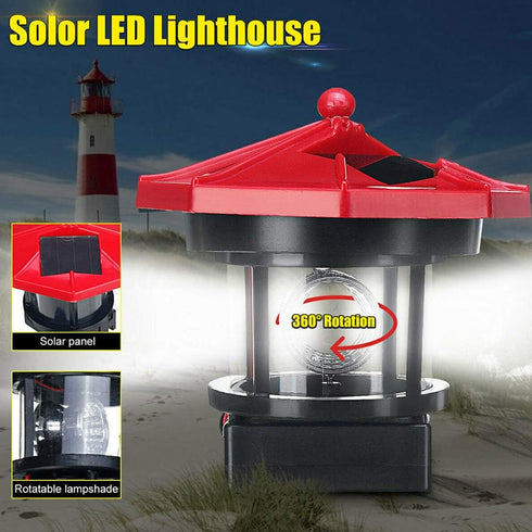 WDFS 11x10.5 cm, Lighthouse, Solar Powered LED Rotating, Waterproof, Outdoor Decorative Light for Garden, Yard, Patio