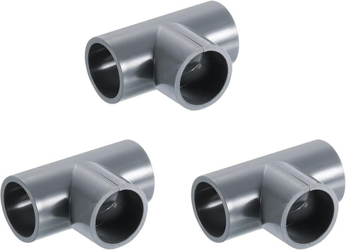 uxcell 1/2" PVC Tee, 3 Pcs 3 Way Elbow Connector Furniture Grade
