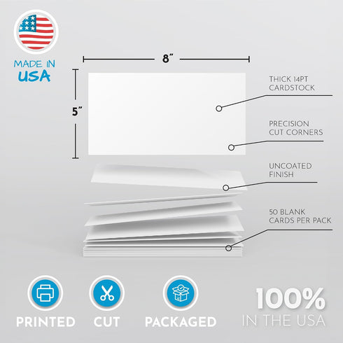 5x8 50 Pack Home Advantage Blank Index Cards - Our of Plain Index Cards Use Heavy Duty Cardstock to Make Them Bleed