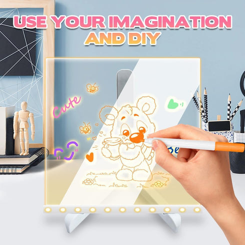 LED Note Board with Colors, 2024 New Glowing Acrylic Message Marker Board, Light up Dry Erase Board with Stand as a Glow Memo Letter Board Note Glass White Board (7.9 * 7.9in) by OneNine