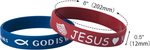Bible Verse Bracelets - 20 Pcs Silicone Jesus Bracelets - Cute Christian Wristbands