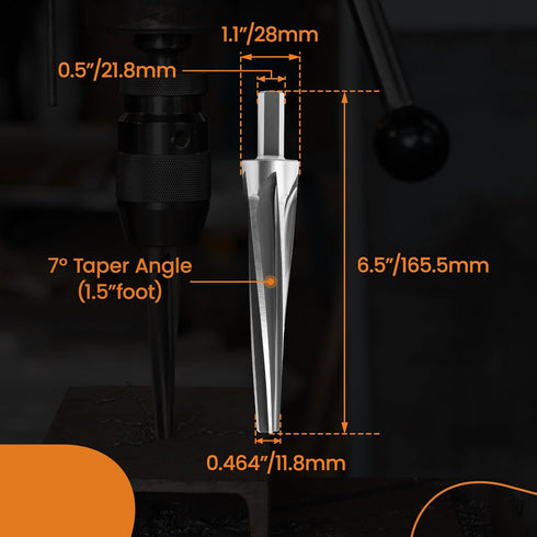 7 1-1/2" maXpeedingros Degree Tapered Ball Joint Reamer Tie Rod Reamer for Per Foot