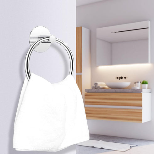 No Drilling 3M Self Adhesive Towel Ring with Strong Nail-Free Glue, Stainless Steel Towel Holder for Bathroom and