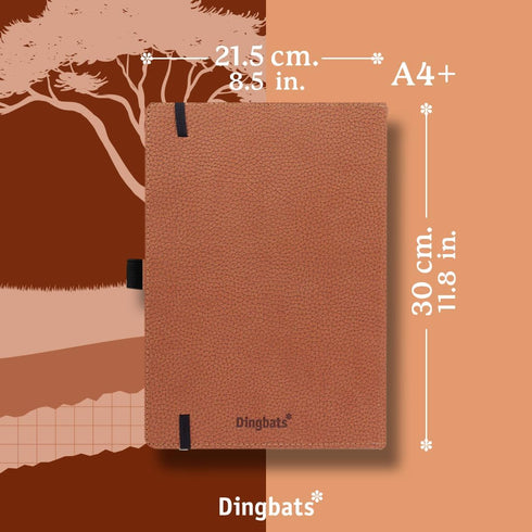 Dingbats* Wildlife Dotted Extra Large A4 Notebook, PU Leather Hardcover Journal for Work, Writing