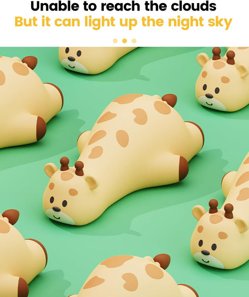 joyful xinghai Kids Night Light Giraffe, Silicone Tap Control Bedside Lamp with Time Auto-Off, Cute Portable LED
