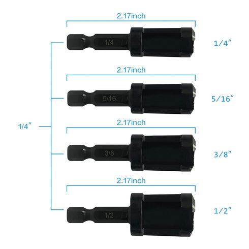 Wood Plug Cutters Set, 4 pcs Straight & 4 pcs Tapered with 1/4 Hex Shank, Cork Drill Bit Knives