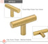 LONTAN 12 Pack Gold Drawer Knobs for Dresser Kitchen Cabinets, Brushed Brass T Bar Knobs, 2 Inch Length