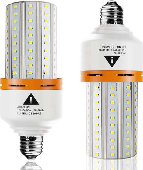 LED Light Bulb, 400W Equivalent, 6250 Lumen, 5000K Super Bright, E26/E27 Medium Base, 2 Pack
