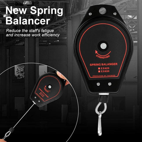 Hanging Retractable Spring Balancer Tool Holder - 0.6~2.0kg ES620 for Air or Power Tools (Black)