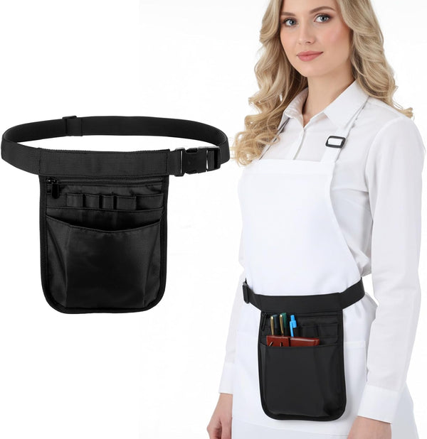 Gsbnjuy Server Waist Pouch Server Apron with Pockets Restaurant Waitress Waist Pouches Black