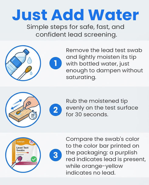 voltrish 30 PCS Lead Test Kit for Dishes, Premium Water Activated at-Home Lead Testing Swabs, Fast & Accurate Detection