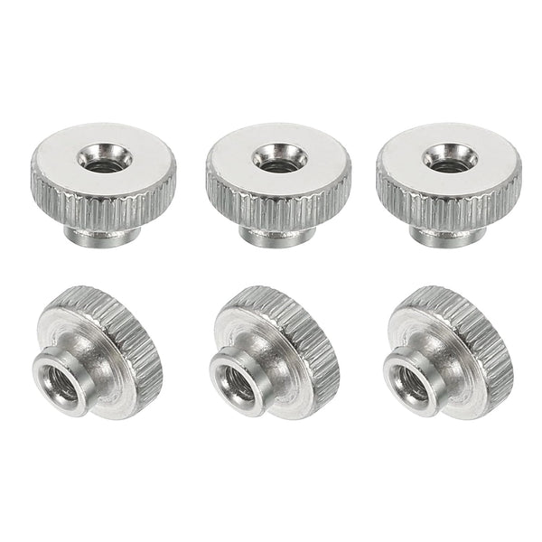 MECCANIXITY 6Pcs Knurled Thumb Nuts, M3x7mm Carbon Steel Nut Iron Round Knobs Fasteners