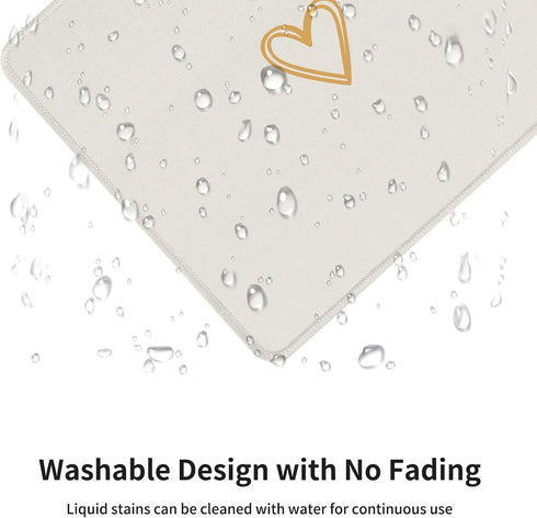 Seorsok Square Aesthetic Cute Heart Mouse Pad, Waterproof Funny Design, Non-Slip Rubber Base, Beige
