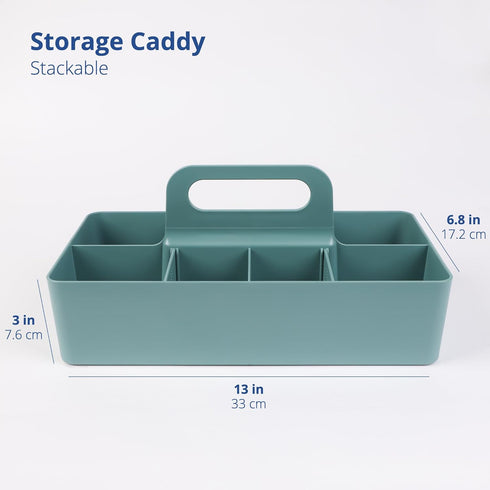 BLUE GINKGO Multipurpose Caddy Organizer, Stackable Plastic Caddy with Handle for Desk, Makeup, Classroom