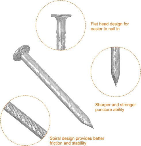 uxcell 25Pcs Fence Deck Nails, 1 Inch 304 Stainless Steel Spiral Deck Nail for Woodworking