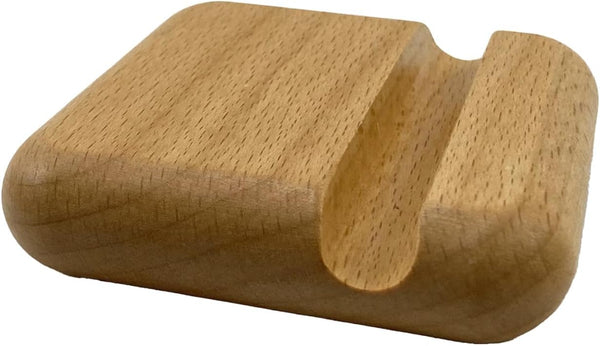 MOORCHOCO Beech Wood Phone Stand, Desktop Mobile Holder Cell Phone Stand for Desk-Portable