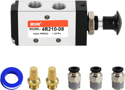 Pneumatic Lever Operated Manual Switch Valve 1/4"NPT Push&Pull Solenoid Valve Manual Control (5Way2Position)