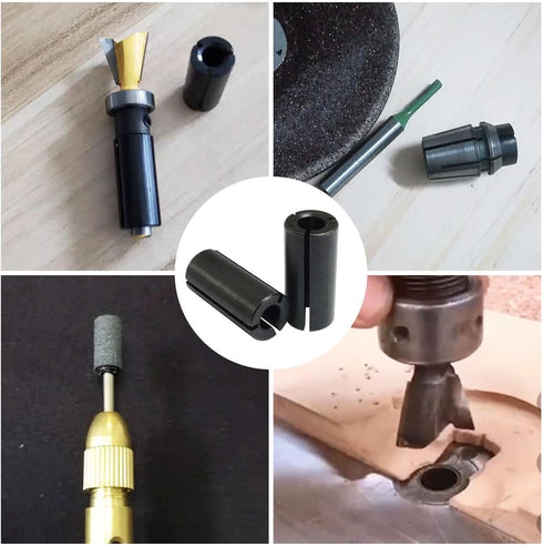 ITROLLE 2PCS 1/2 Inch 1/4 Inch to Router Collet Reduction Sleeve Tool Bit, Shank Reducer Reducing Bit, Black