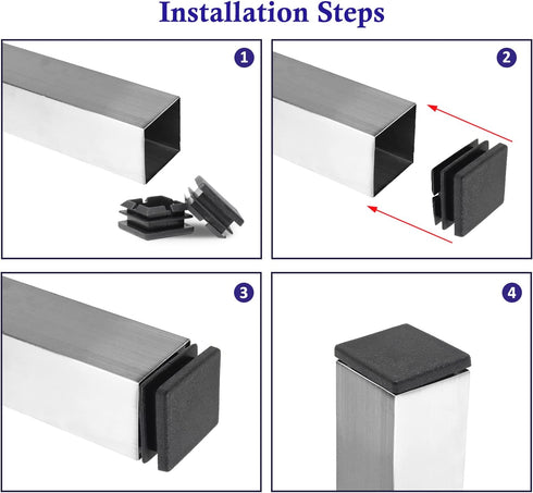 Murtenze 50Pack 1 Inch (25mm) Square Tube End Caps, Black Plastic Square Plugs Tubing Post End Caps for Tubing Chair