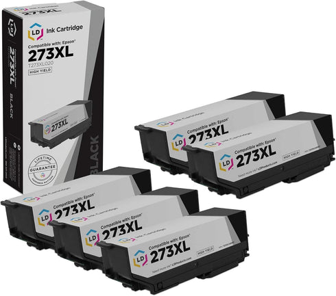 LD Products Remanufactured Ink Cartridge Replacements for Epson 273XL, High Yield Black, 5-Pack