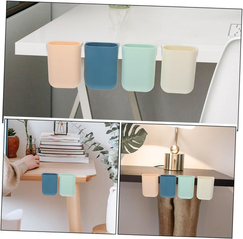8pcs SHOWERORO Desktop Storage Box Rolling Cart Cup Holder Hanging Organizer Cups Desk Space Storage Bins Portable Bin