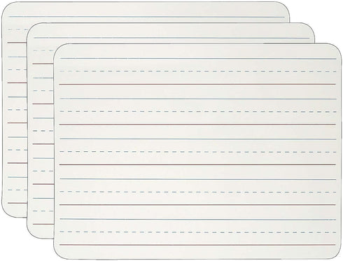 Charles Leonard Dry Erase Board - Two Sided Magnetic Plain/Lined, Pack of 3 for Classroom Use