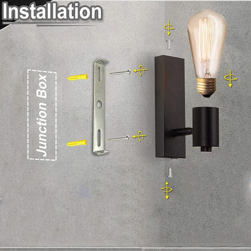 Mengjay E26 Bulb) Vintage Wall Lamp, Industrial Retro Metal Design Wall Spot, Interior Lighting for Living Room Bedroom