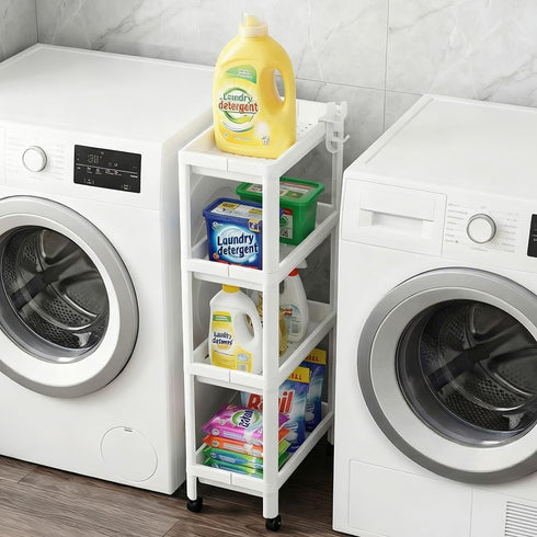 Moryimi Laundry Room Cart Between Washer and Dryer Storage, Expandable Slim Laundry