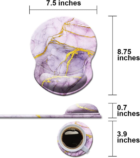 Mouse Pad with Wrist Support, Non-Slip Mousepad Wrist Rest for Office, Durable & Comfortable Ergonomic Support (Purple