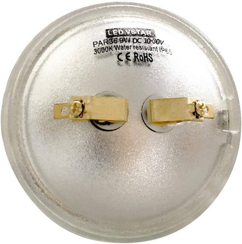 VSTAR PAR36 Bulb 9W 10-30V 3000K Bulb,2 Pack LED DC Warm White,with Lenses,High Concentration,Super Bright LED