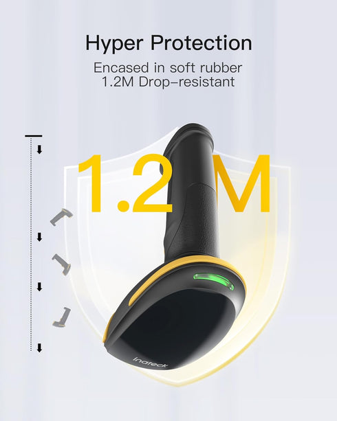 Inateck Wireless Barcode Scanner, Bluetooth Bar Code Scanner, 1D USB Handheld Reader, 1 Charge Lasts 3 Months, Scanner