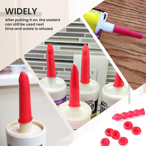 Universal Fit Caulk Saver Cap, Red Caulk Tube Sealer for Sealing and Preserving, 10 Caps