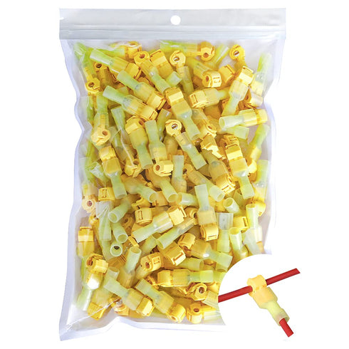 Vrupin 280 PCS T Tap Wire Connectors Kit, Yellow 12-10AWG Waterproof Quick Disconnect Insulated Terminals