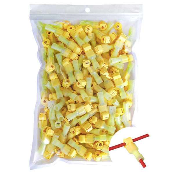 Vrupin 280 PCS T Tap Wire Connectors Kit, Yellow 12-10AWG Waterproof Quick Disconnect Insulated Terminals