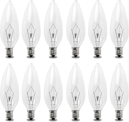 Seentech 12 Pack 40W 120V E12 Base B10 CTC Incandescent Light Bulbs,