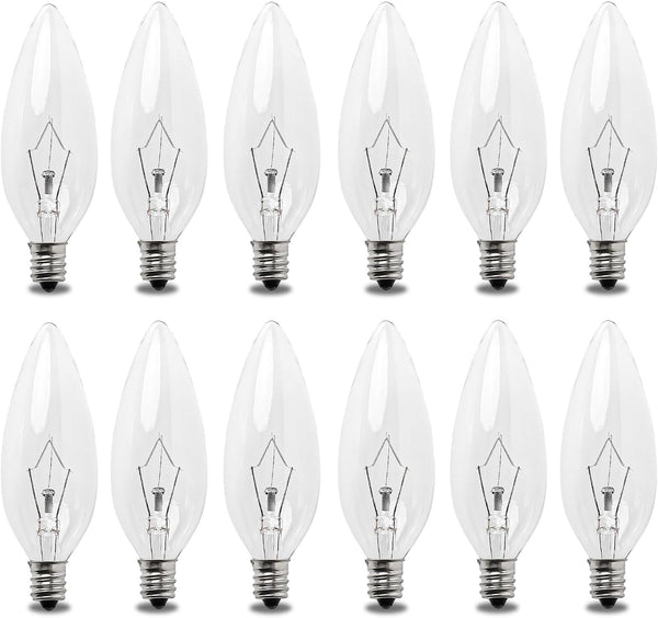 Seentech 12 Pack 40W 120V E12 Base B10 CTC Incandescent Light Bulbs,