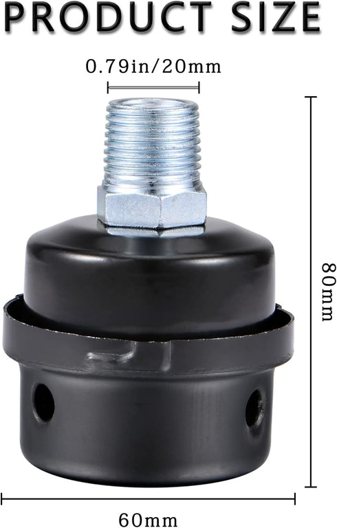 ZHONG AN 1/2"PT 20mm Air Compressor Silencer Filter, Thread Metal Intake Filter Sound Muffler
