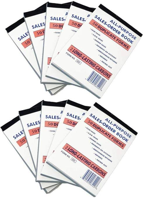 TSY TOOL 10 Pack 50 Sets 5.5" 8.3" Carbonless Money Receipt Books per Book, x Yellow with White Border, Two-Part