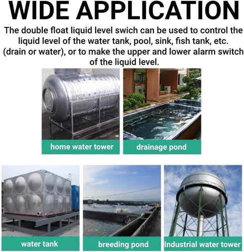 Stainless Steel Switch Water Level Sensor Double Ball Controller for Pool (250mm / 9.84in)