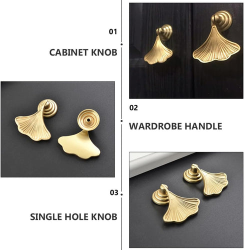 2Pcs Kisangel Zinc Alloy Fan-Shaped Cabinet Knobs Single Hole Drawer Handles for Furniture Door Pulls, Household