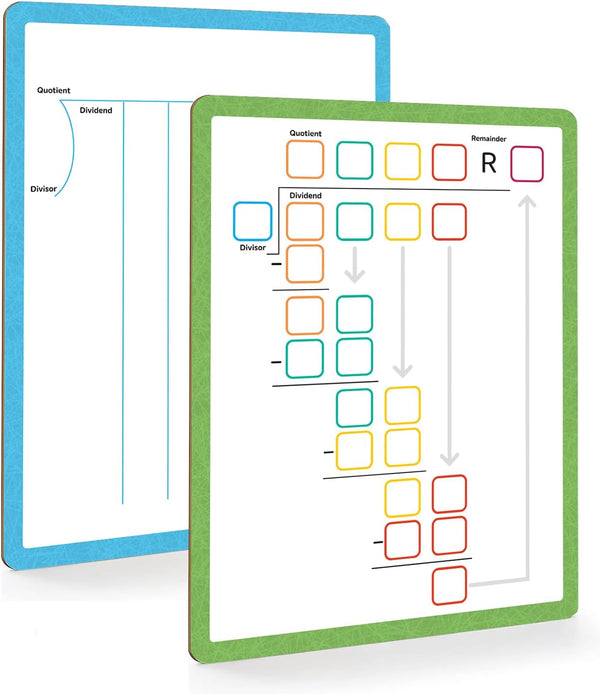 Dry Erase Division Board, 9" x 12", Double Side Division Chart for Kids Students Classroom Home