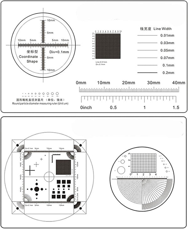 Soft Ruler Microscope Micrometer Calibration Slide for Line Width and Particle Diameter Measurement, High Precision Tool