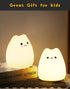 7-Color LED Cat Night Light, Battery Powered Night Light for Kids, Silicone Multicolor Cute Lamp with Warm White