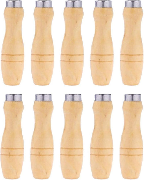 Yardwe 10PCS Wooden File Handle with Strong Metal Collars for File Cutting Tool Craft, 4 Inch