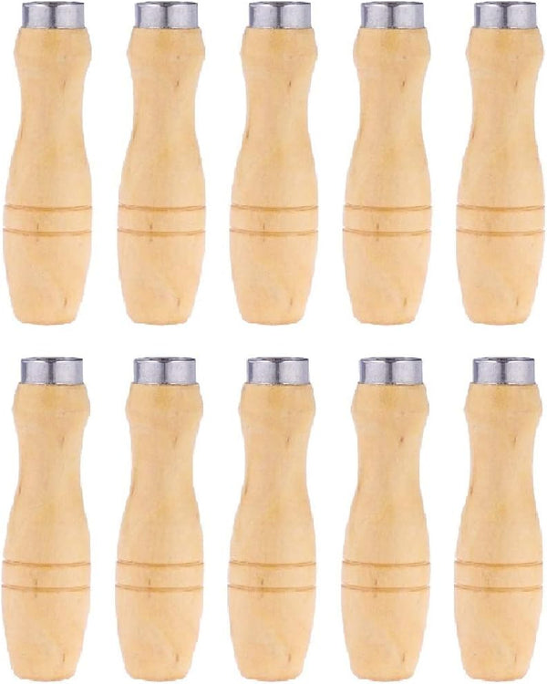 Yardwe 10PCS Wooden File Handle with Strong Metal Collars for File Cutting Tool Craft, 4 Inch