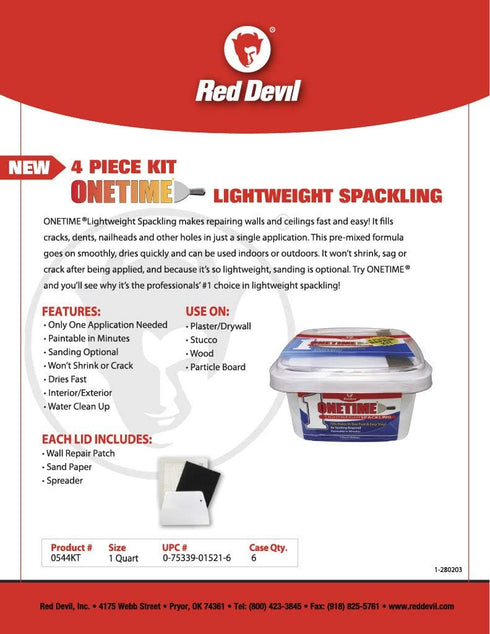 Red Devil 0544KT Onetime Wall Repair Kit, 1 Quart by Red Devil