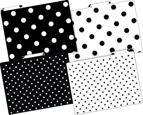 Barker Creek Black & White Dot File Folders - 14pt Stock, Set of 24, Multi-Design Set, Letter Size, 24/Set