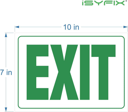 iSYFIX Exit Signs Stickers, 2 Pack, 10x7 Inch, Premium Self-Adhesive Vinyl for Indoor and Outdoor